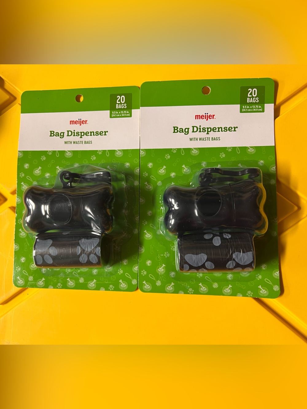 meijer Black Dog Bone Bag Dispenser with Paw-Print Waste Bags - 20 Count